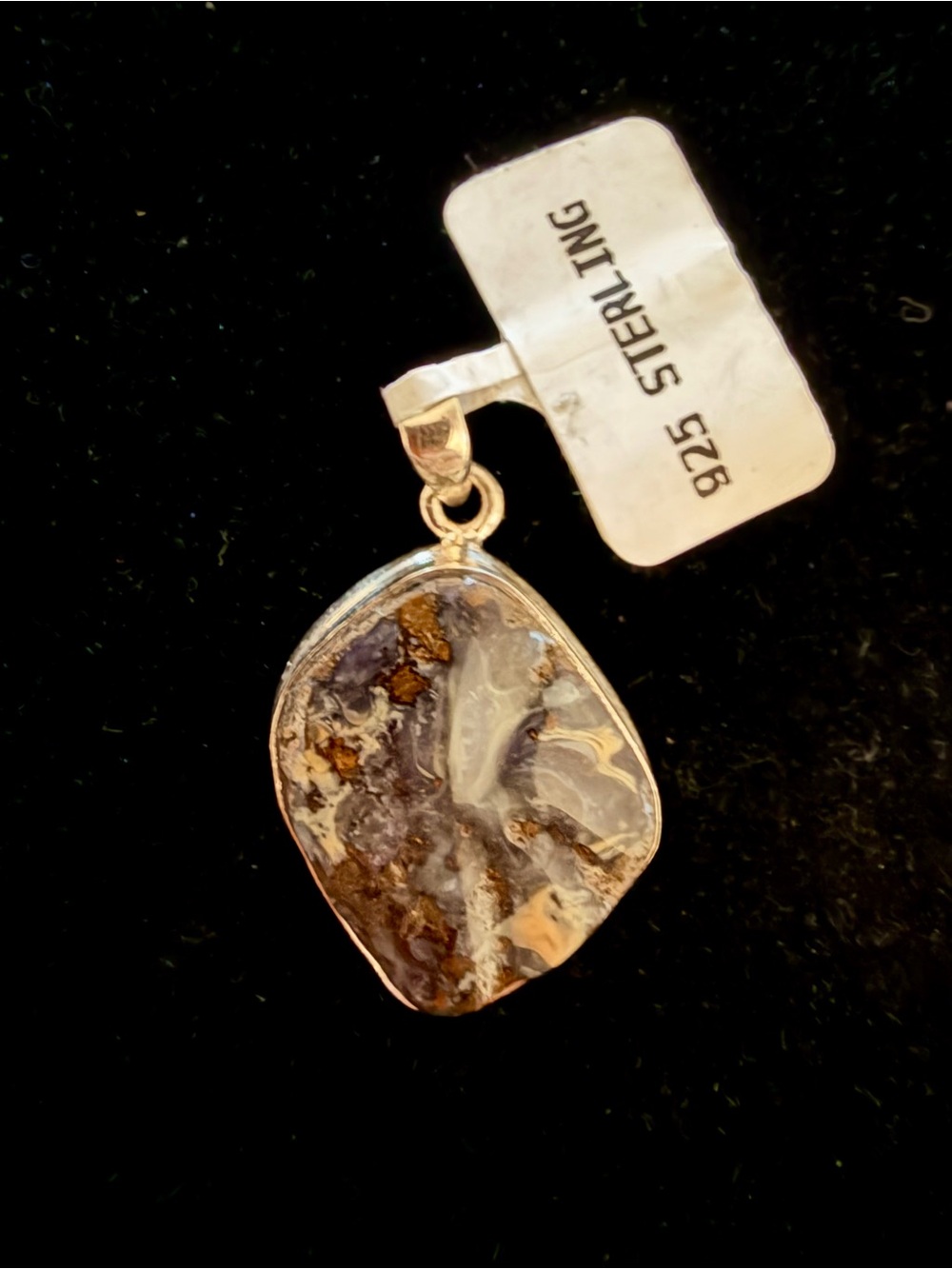Sterling Silver Boulder Opal Pendant in Earthy Tones